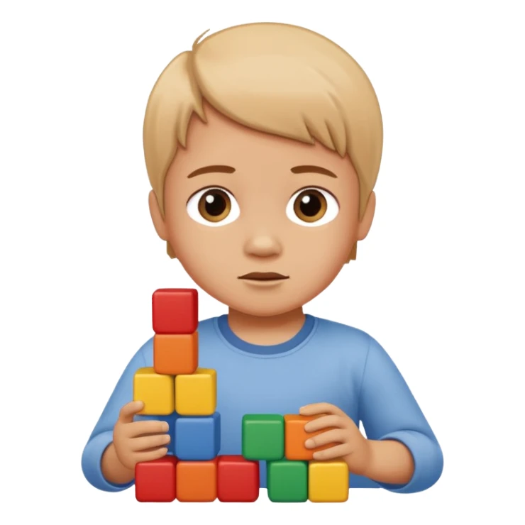 toddler stacking blocks, focused expression sticker