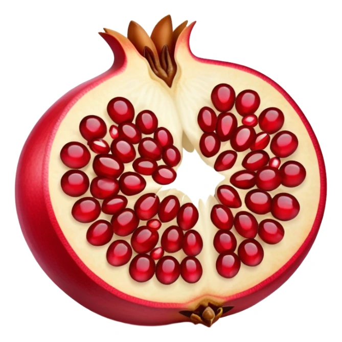 cut-open pomegranate showing the shiny, ruby-red seeds inside sticker