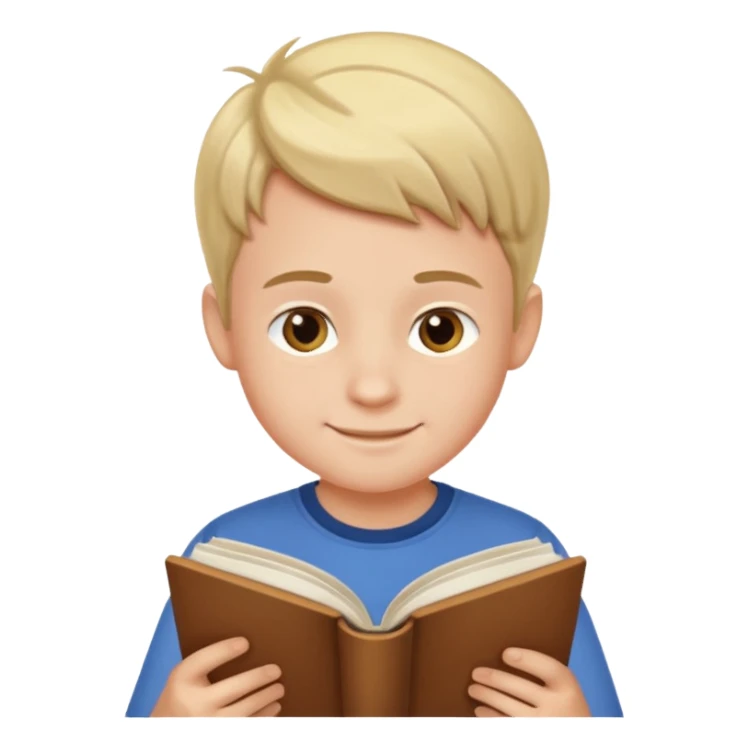 boy reading sticker