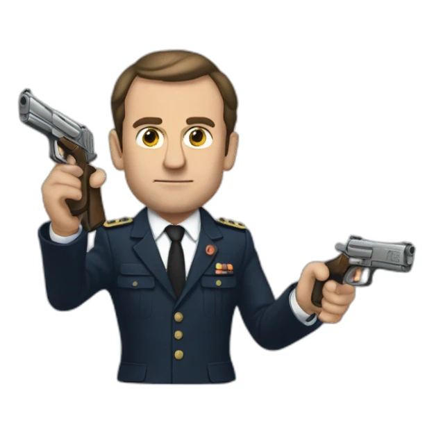 Macron qui a un pistolet sticker