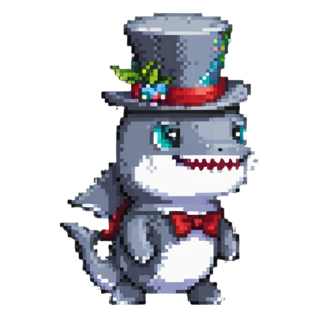 shark with a tophat side view sticker