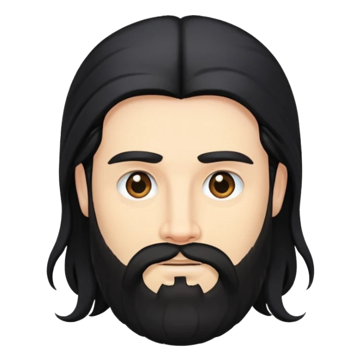 Hombre blanco de cabello largo negro con barba  sticker