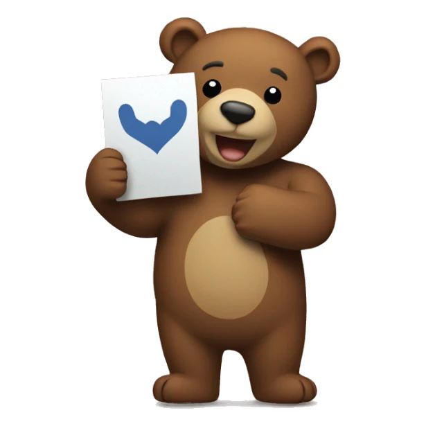 Bear holding a sign i love u sticker