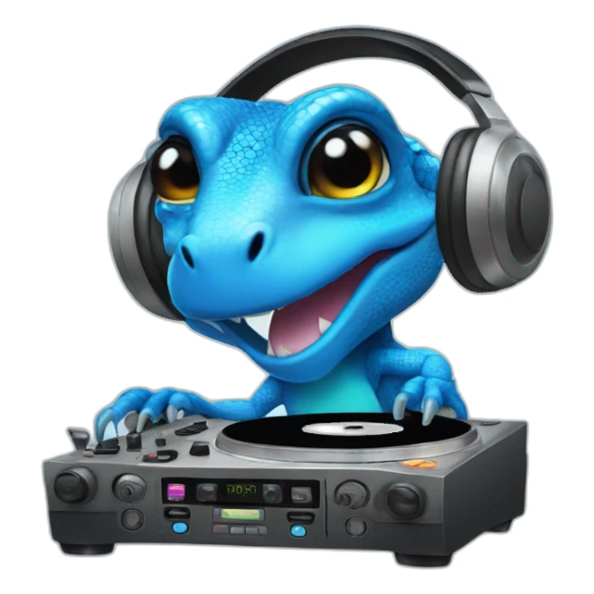blue lizard playing dj sticker