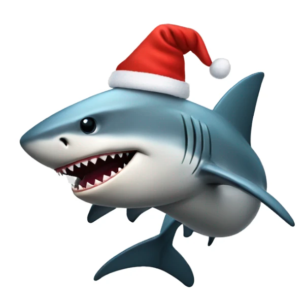 Shark wearing a Christmas hat sticker