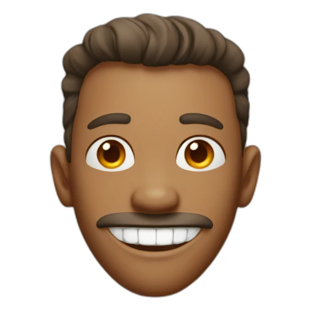 A man smiling with a missing front tooth sticker