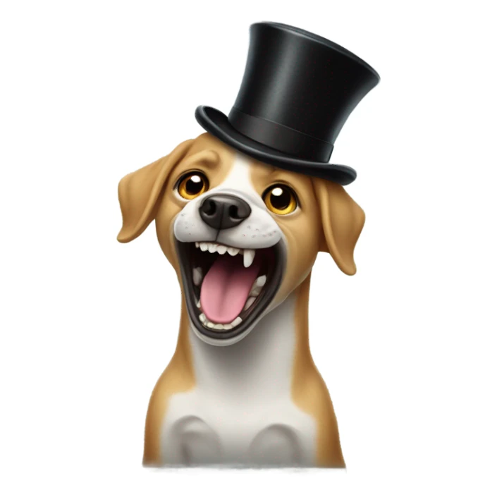 Dog with a top hat screaming to a lizard sticker