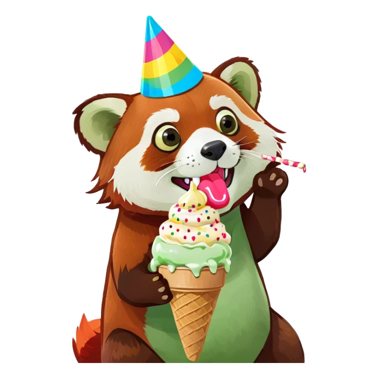 A red panda eating ice cream  sticker