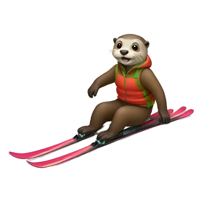 Skiing otter sticker