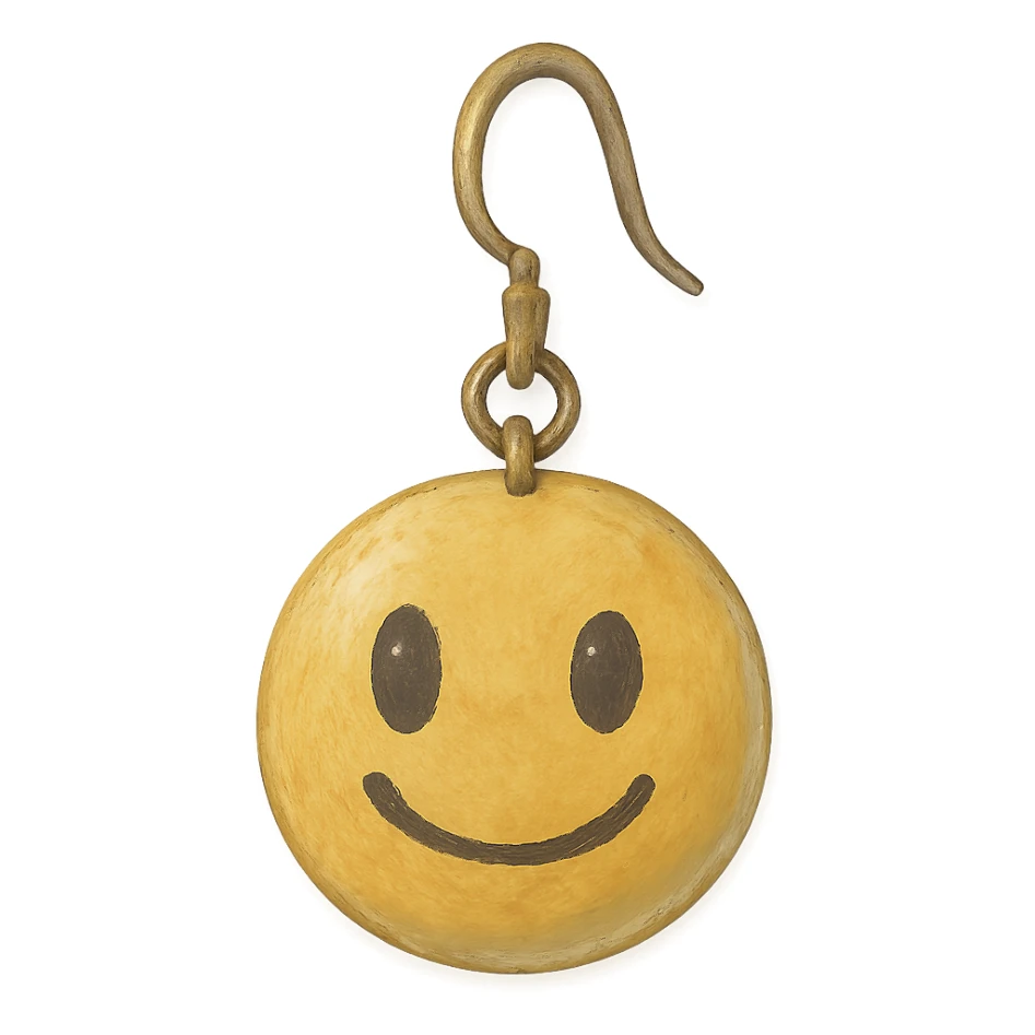 ghibli style earring shaped like an emoji sticker