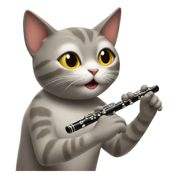 cat playing the flute  sticker
