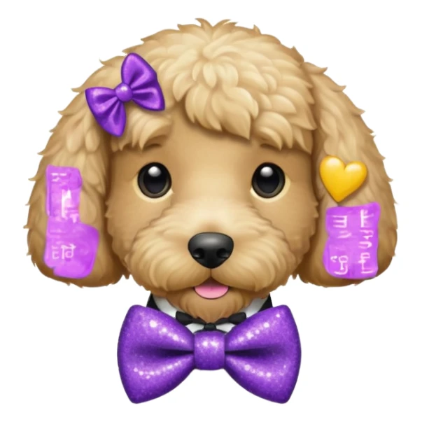 Cachorro com gravata roxa com glitter sticker