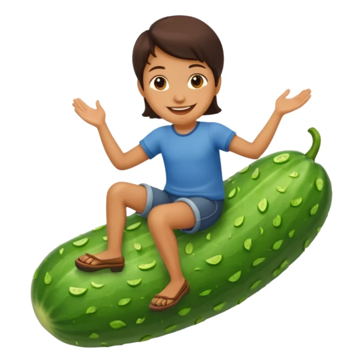riding a cucumber sticker