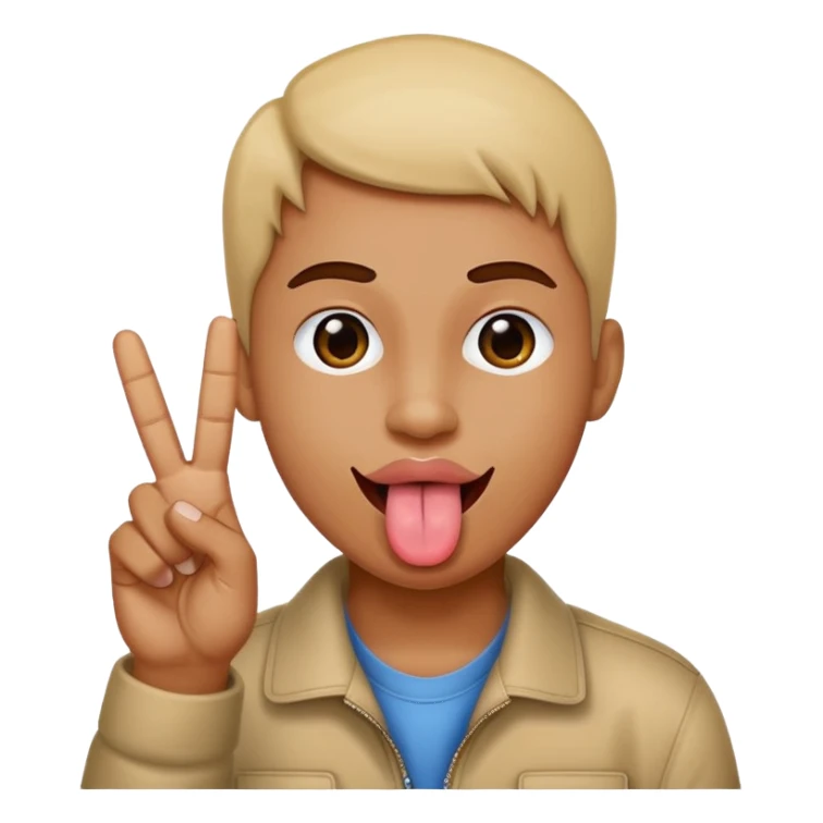 tongue out doing a peace sign sticker