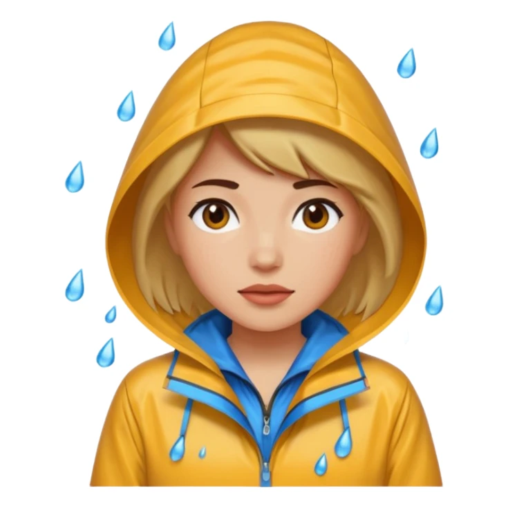 Woman sweating wearing a rain jacket sticker