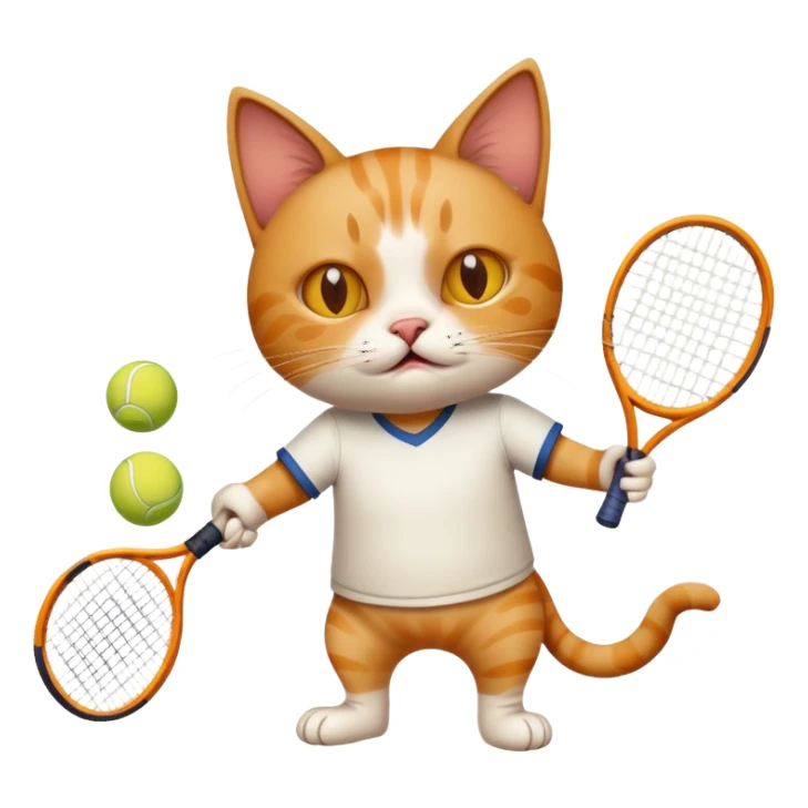  Drunk cat play tennis  sticker