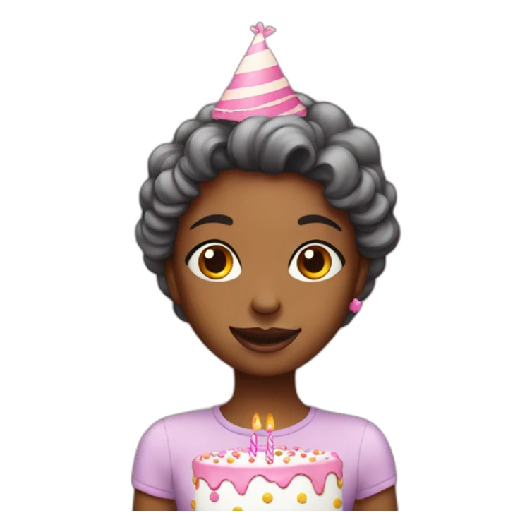 Birthday girl with cake sticker