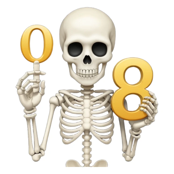 death holding number 0 in his hand sticker