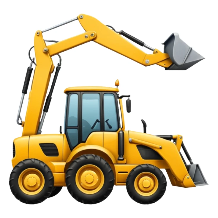 A tractor with a back hoe and a loader sticker