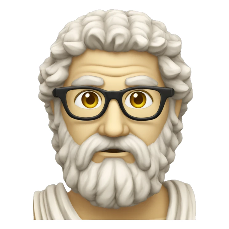 Ancient Greek King Odysseus Statue Face Only, Nerd, Glasses, Off-white sticker