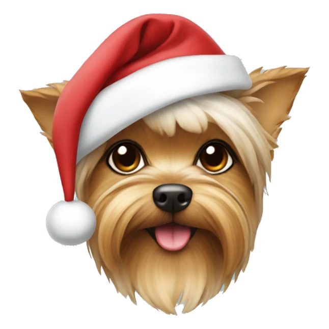 Yorki wearing a Santa hat sticker