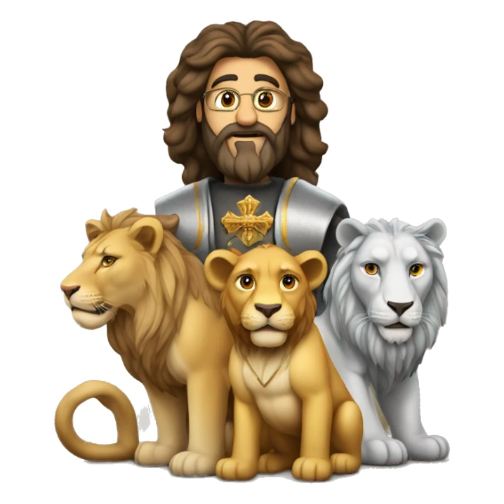 iglesia con 2 leones a su arrededor sticker
