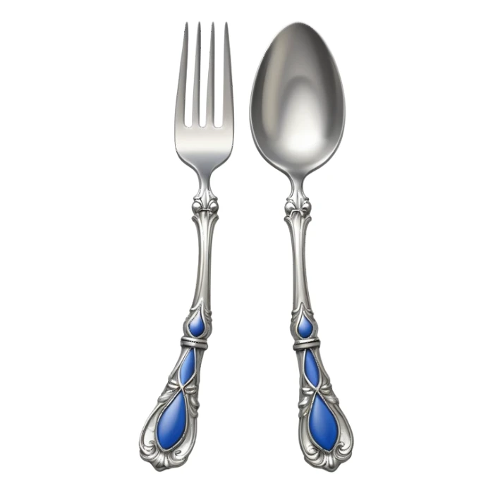 blue-handled oyster fork sticker