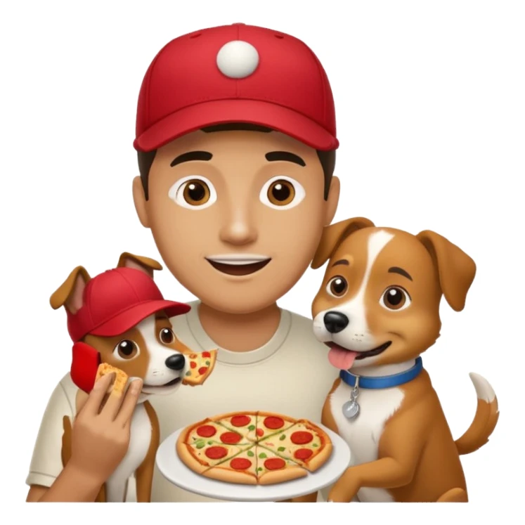 Man eating pizza with dog  sticker