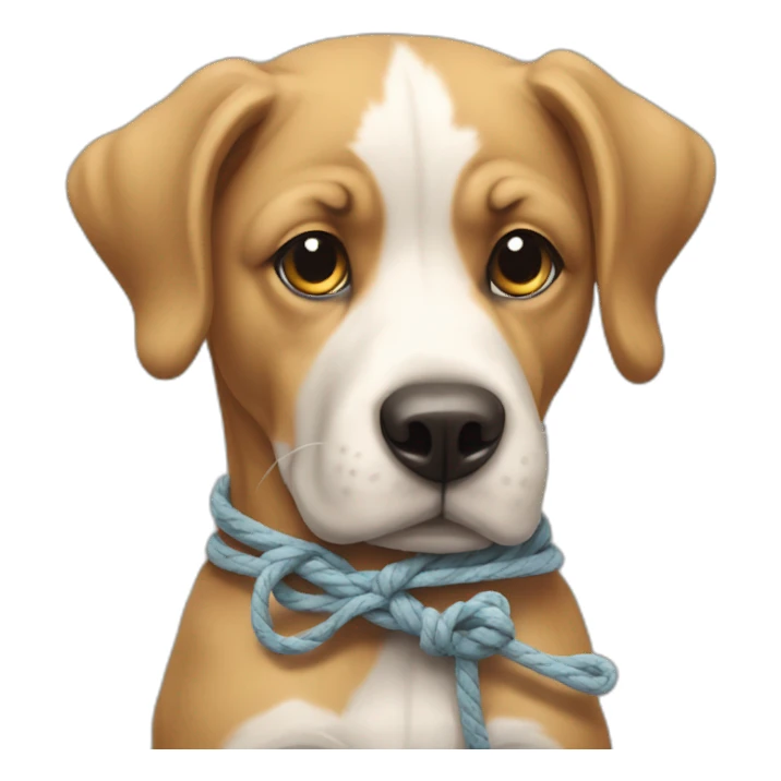 dog tied up by rop sticker