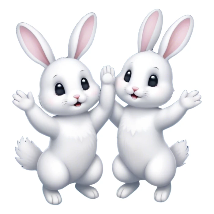 Rabbits high fiving in space sticker