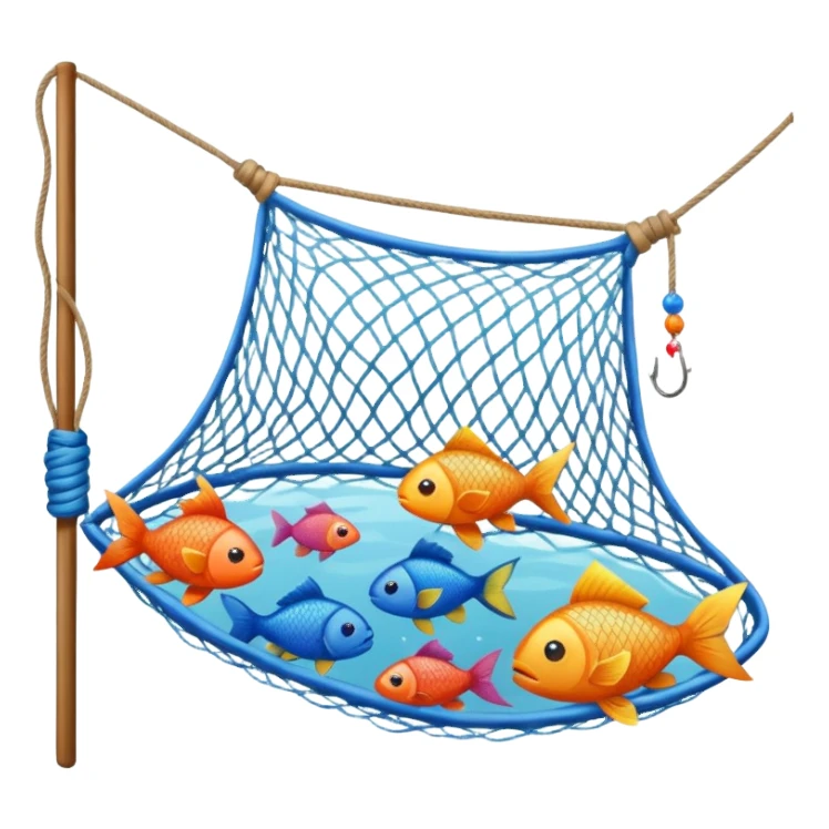 fishing net with fishes sticker