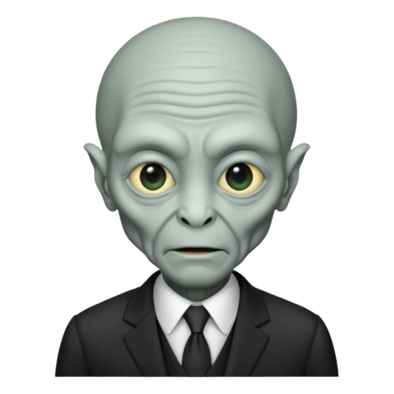 an old alien with black suit sticker
