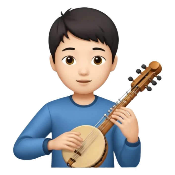 asian boy playing instrument sticker