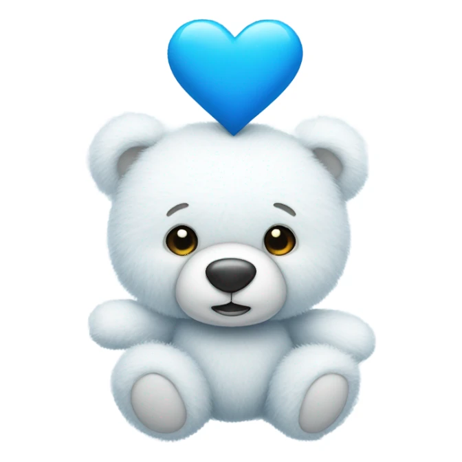 white teddy bear blue heart  sticker