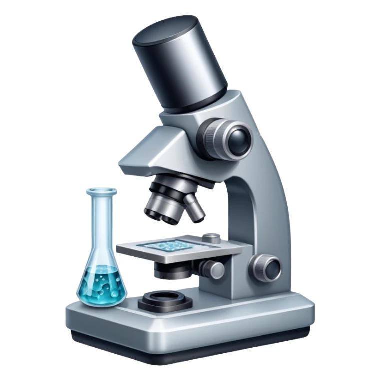 An icon featuring an electronic microscope, a metal alloy, and a crystal structure, symbolizing materials science. The design includes different materials like metals, ceramics, and polymers, alongside a stamp representing testing and quality control. Transparent background sticker