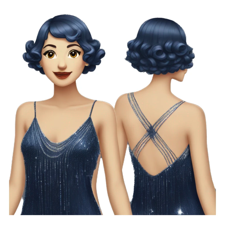 Navy blue sparkly flapper style dress with thin straps sticker