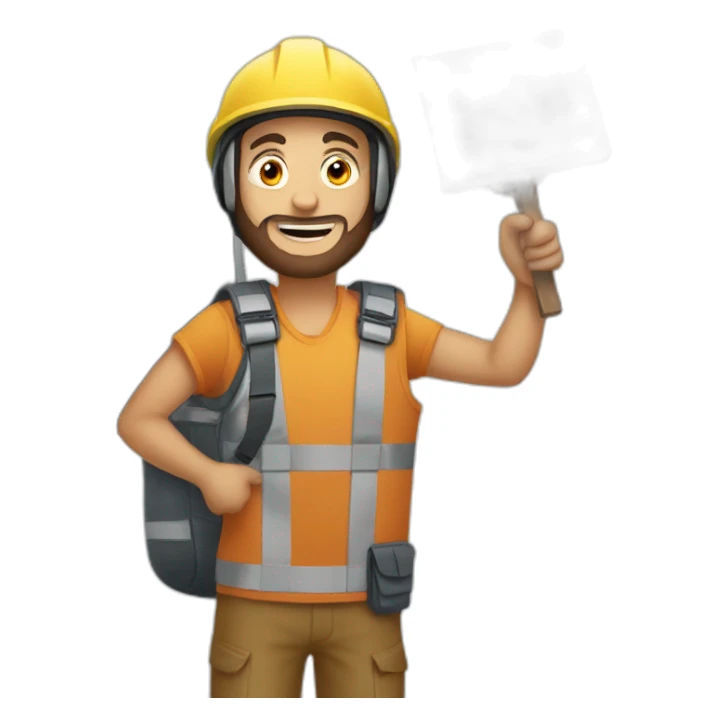 guy with hold the board that include text "RoadMate" sticker