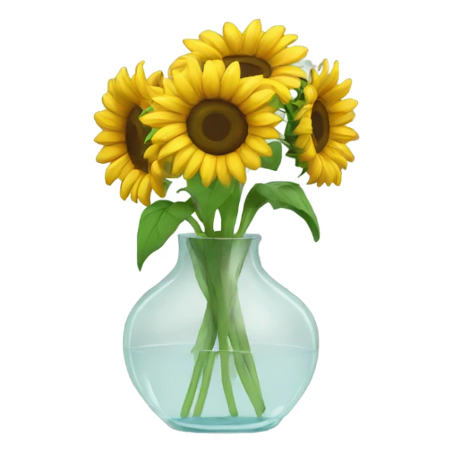 Sunflowers in a clear vase. sticker