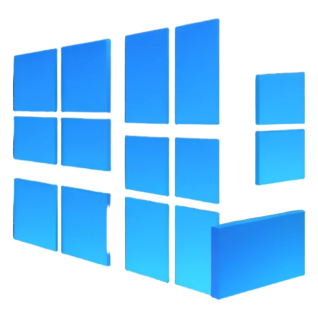 Windows 10 logo, four blue window panes, 3D effect, modern look sticker