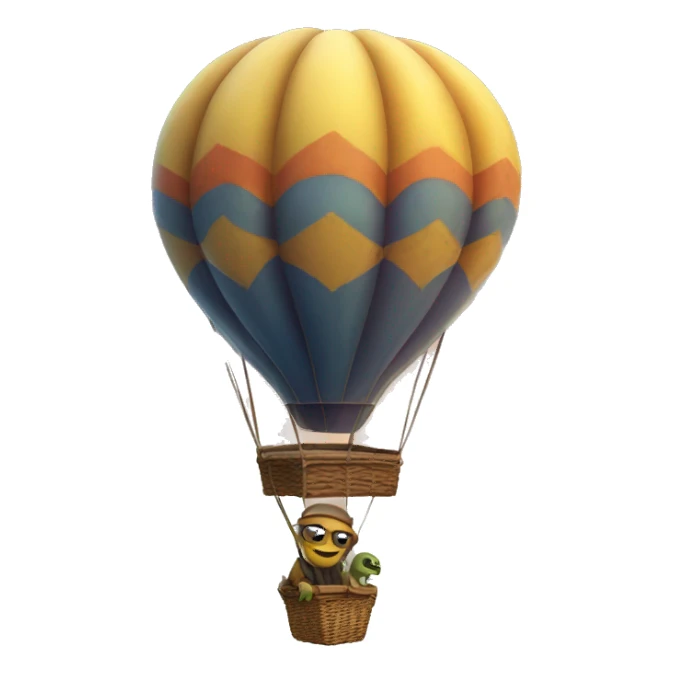 An old alien riding a hot air balloon sticker