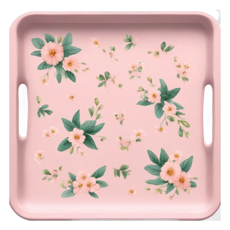 Light pink floral serving tray with handles sticker