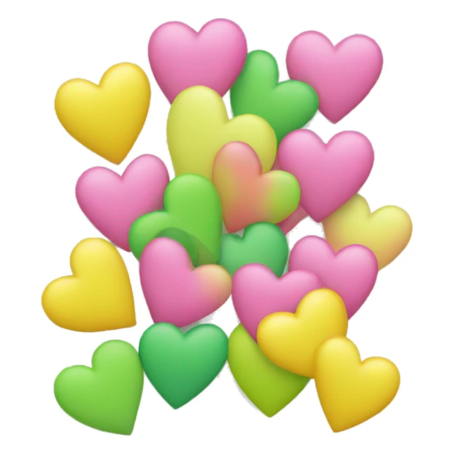 Yellow pink green hearts  sticker