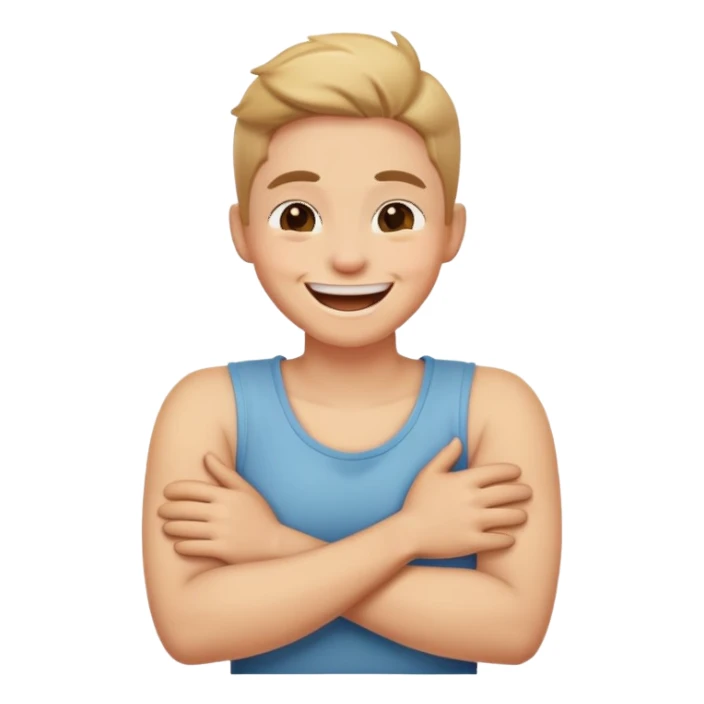 Arms crossed around neck laughing  sticker