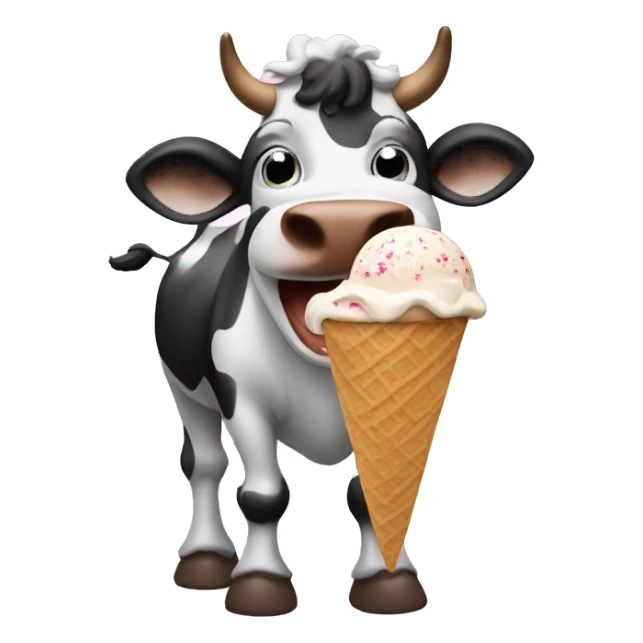 cow eating ice cream  sticker