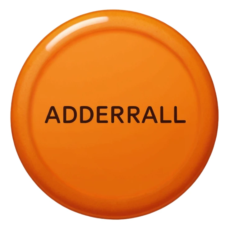 Round orange 30mg adderall with line down center sticker