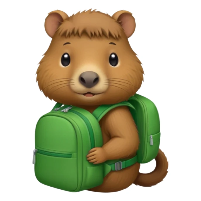 baby capybara wear green backpack sticker