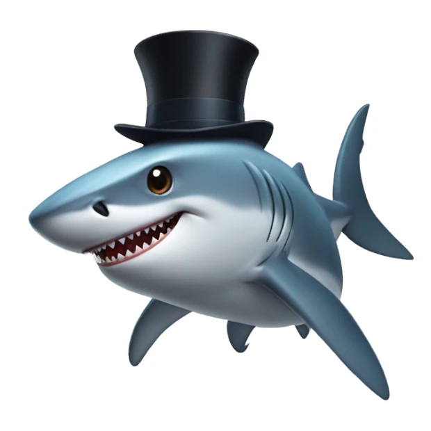 Shark with a top hat sticker