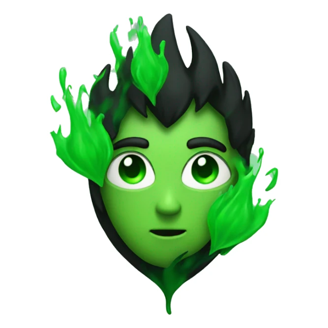 Black flame green Heart sticker