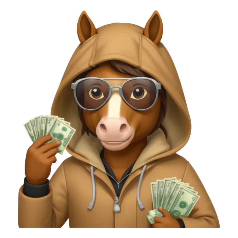 Horse Hood gangster with money sticker
