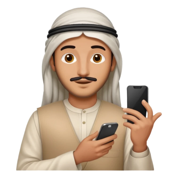 arab man with smartphone, half body sticker